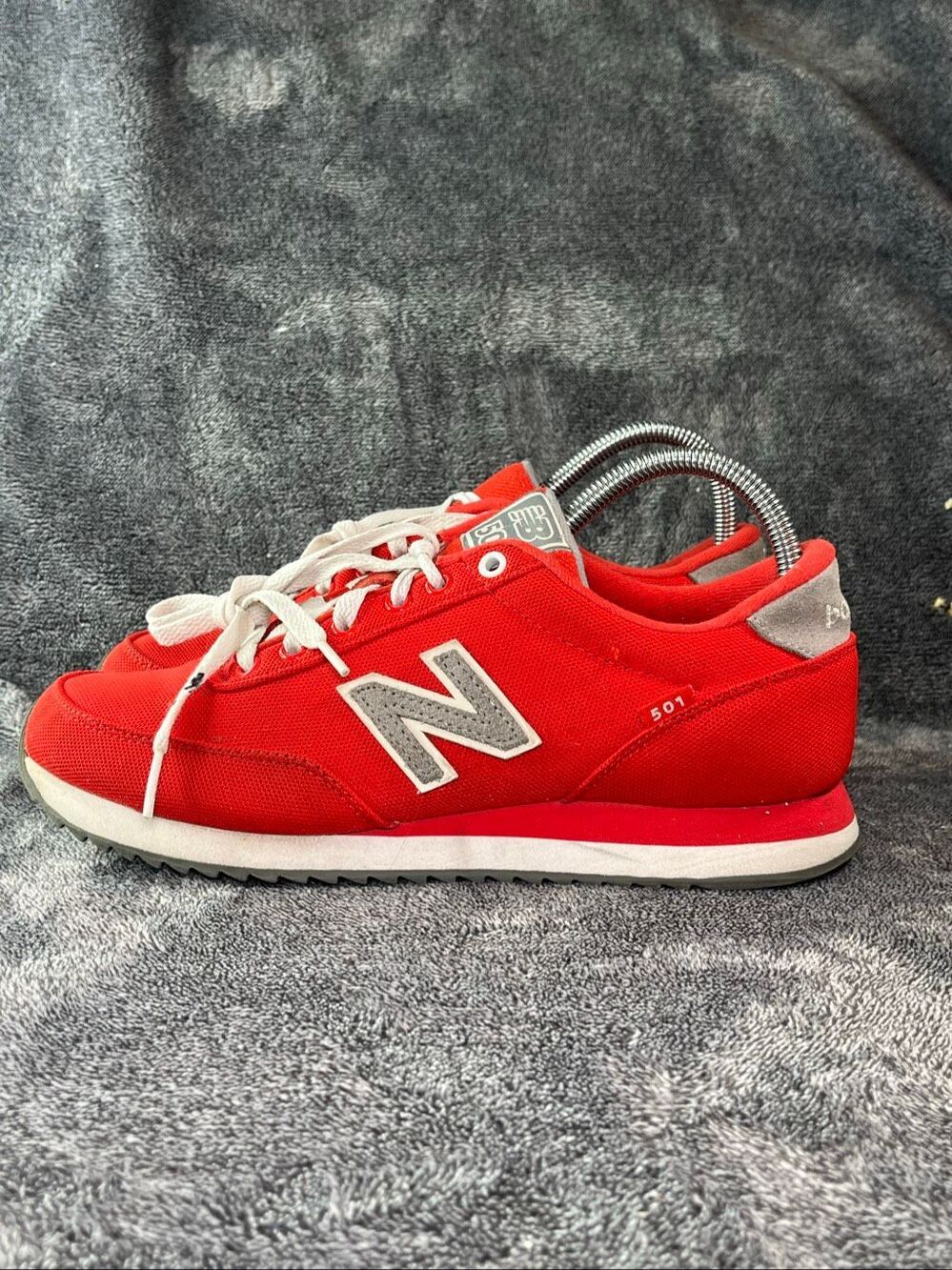 New Balance 501 Trackster Ripple Sole Red Grey Sneakers Women Size 9 B⁠